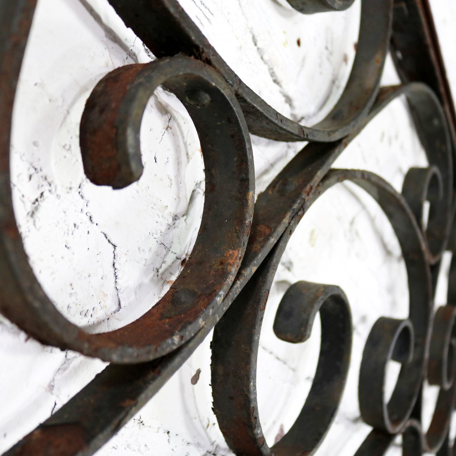 Antique Swirled Design Wrought Iron Railing Piece Trellis or Fence Section