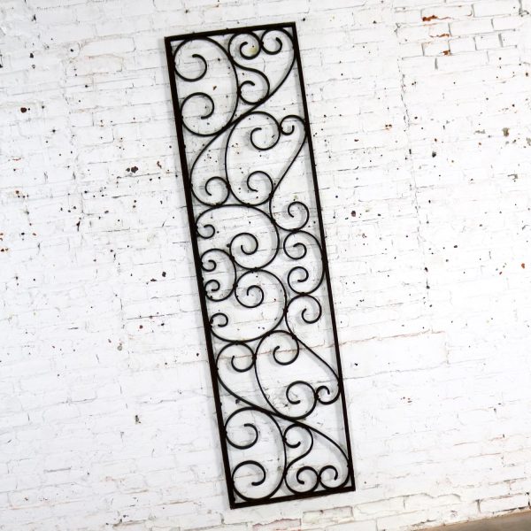 Antique Swirled Design Wrought Iron Railing Piece Trellis or Fence Section