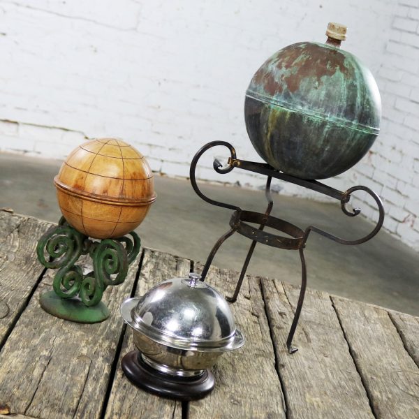 Collection of Orb Objects on Stands as Centerpiece or Object d ‘Art