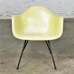 Eames Herman Miller LAX Fiberglass Arm Shell Chair X Base Zenith Rope Edge Yellow