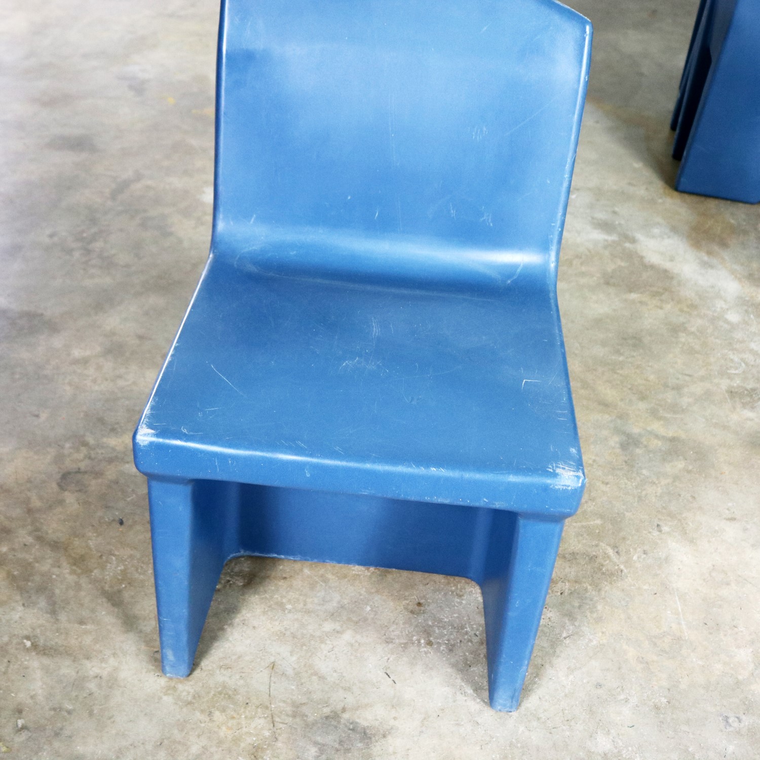 Blue Molded Plastic Side or Slipper Chairs by Norix Set of Eight