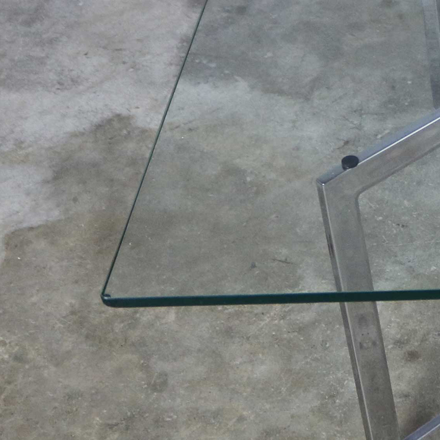 Square Mid Century Modern Chrome X-Base Glass Top Coffee Table After Baughman