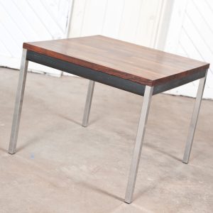 Mid Century Modern Rosewood Ebony Chrome Milo Baughman or Knoll-Style End Table