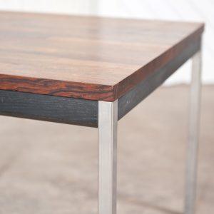 Mid Century Modern Rosewood Ebony Chrome Milo Baughman or Knoll-Style End Table