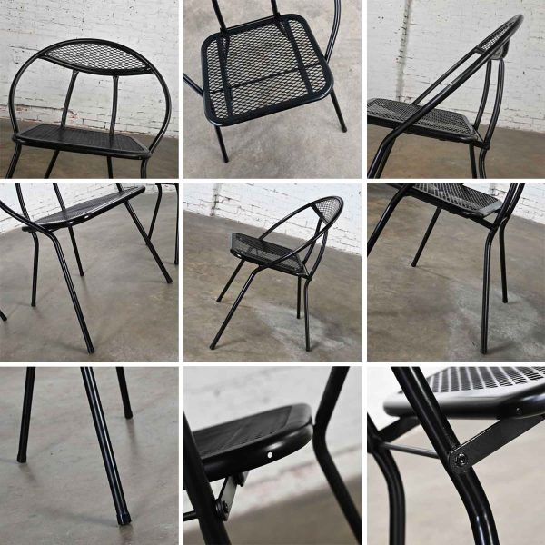 1960’s MCM Black Painted Outdoor Set of 4 RidJid Hoop Folding Chairs