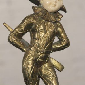 Georges Omerth Gilt Bronze Chryselephantine Pair of Child Jester Sculptures circa 1910-1920's