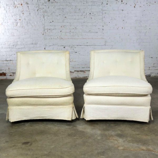 Pair of Art Deco Hollywood Regency Slipper Chairs-Frames Only