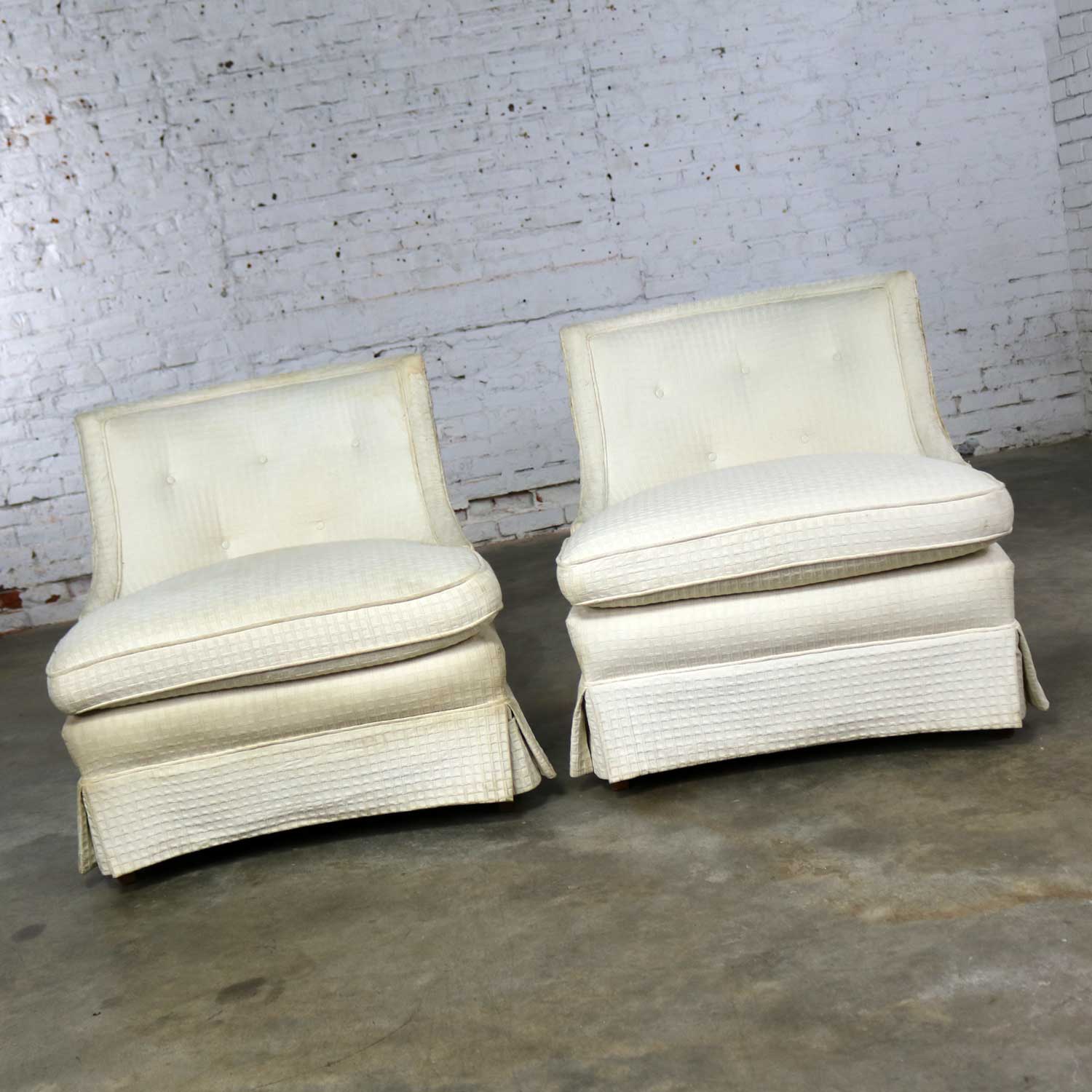 Pair of Art Deco Hollywood Regency Slipper Chairs-Frames Only