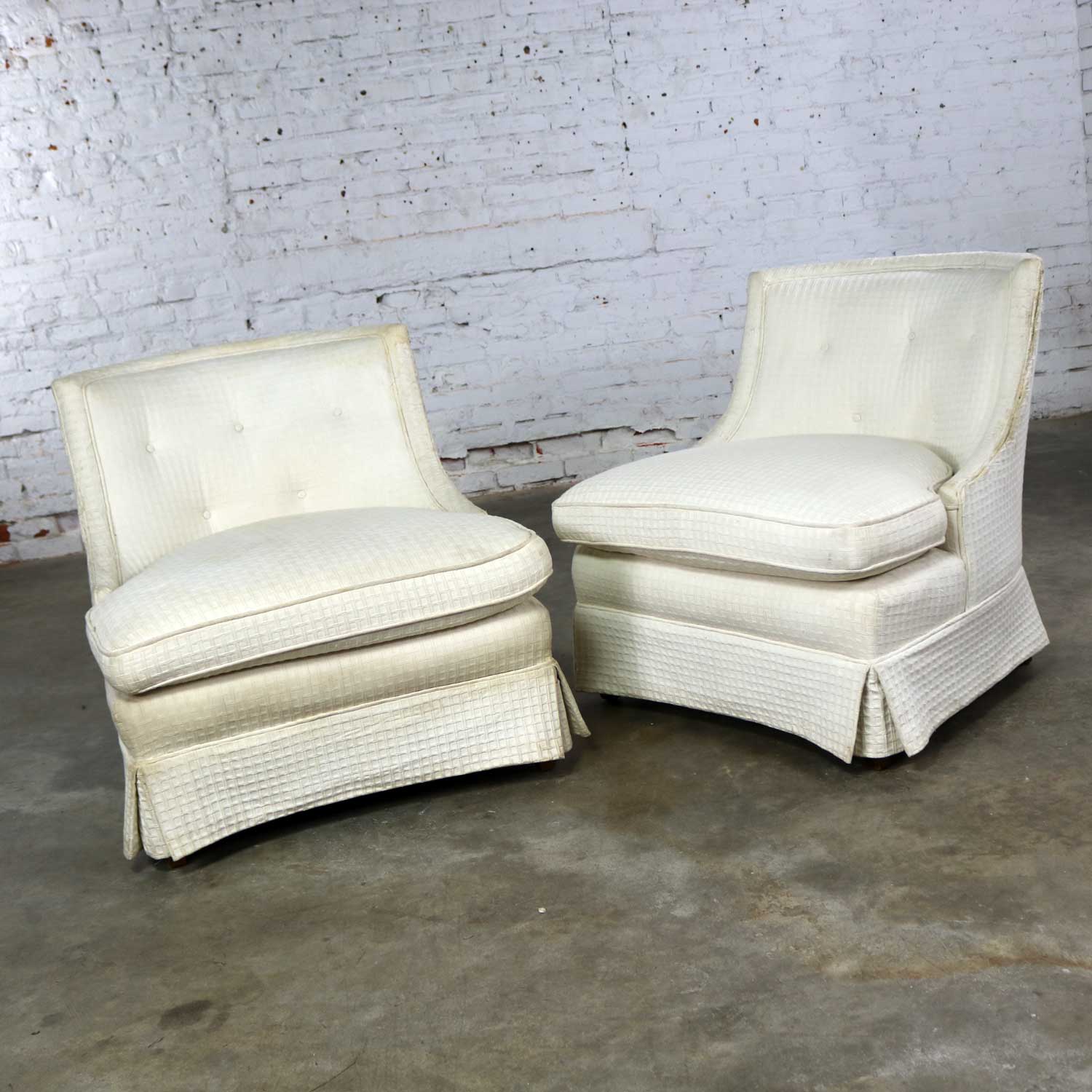 Pair of Art Deco Hollywood Regency Slipper Chairs-Frames Only