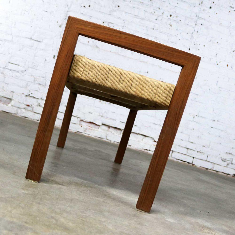 Scandinavian Modern Style Rope and Teak Bench by Sun Cabinet Company