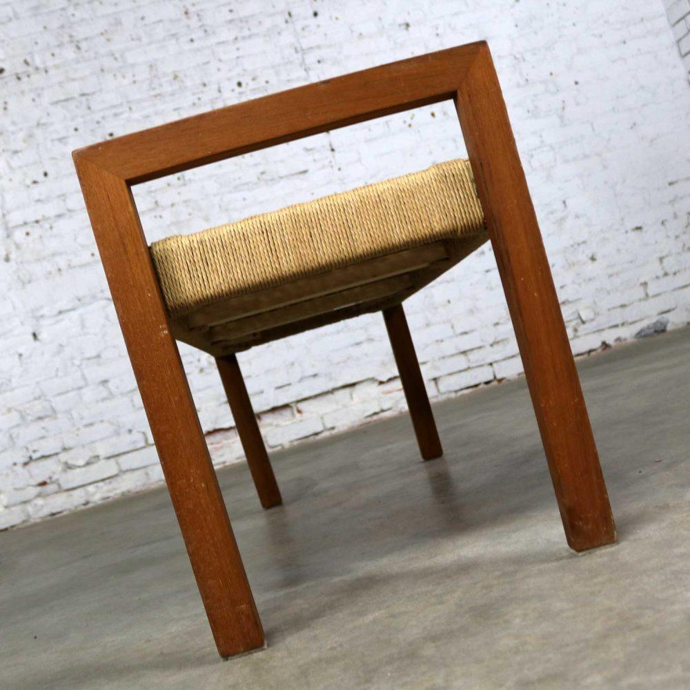 Scandinavian Modern Style Rope and Teak Bench by Sun Cabinet Company