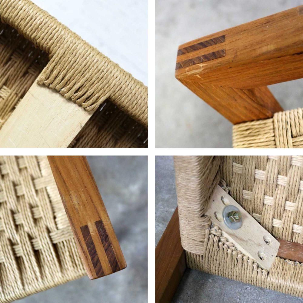 Scandinavian Modern Style Rope and Teak Bench by Sun Cabinet Company