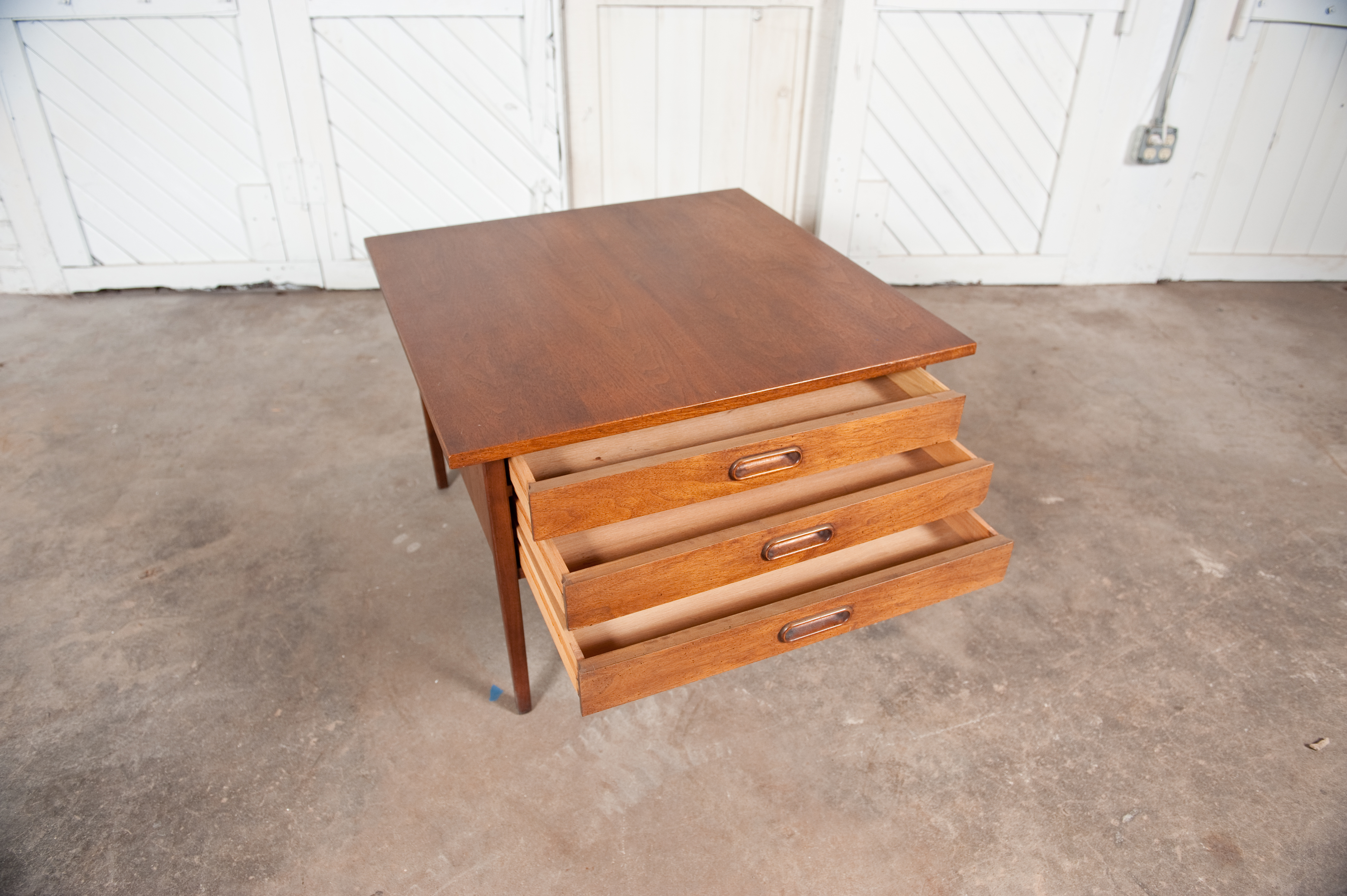 Danish MidCentury Modern End Table w/ Three Drawers warehouse 414