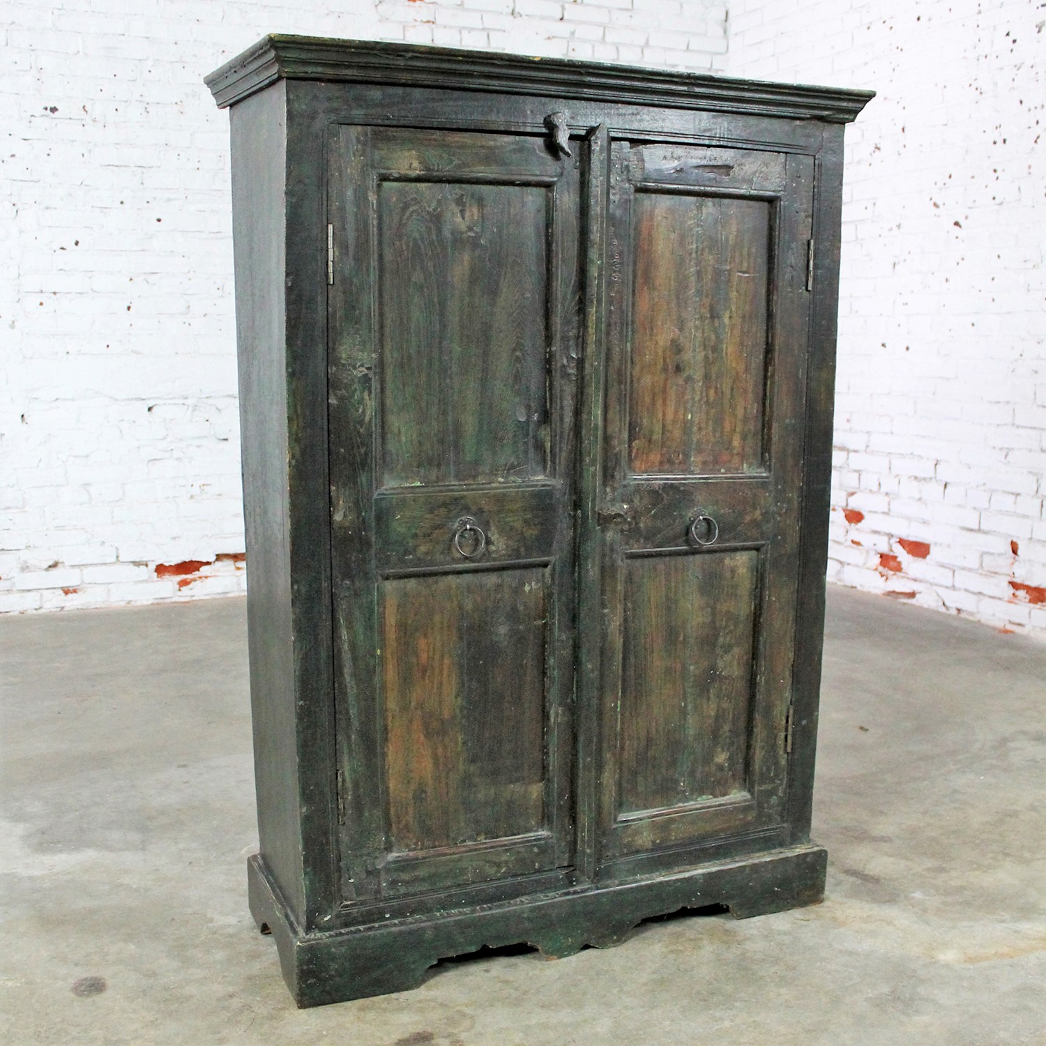 Rustic Primitive Cupboard Storage Cabinet with Distressed Paint