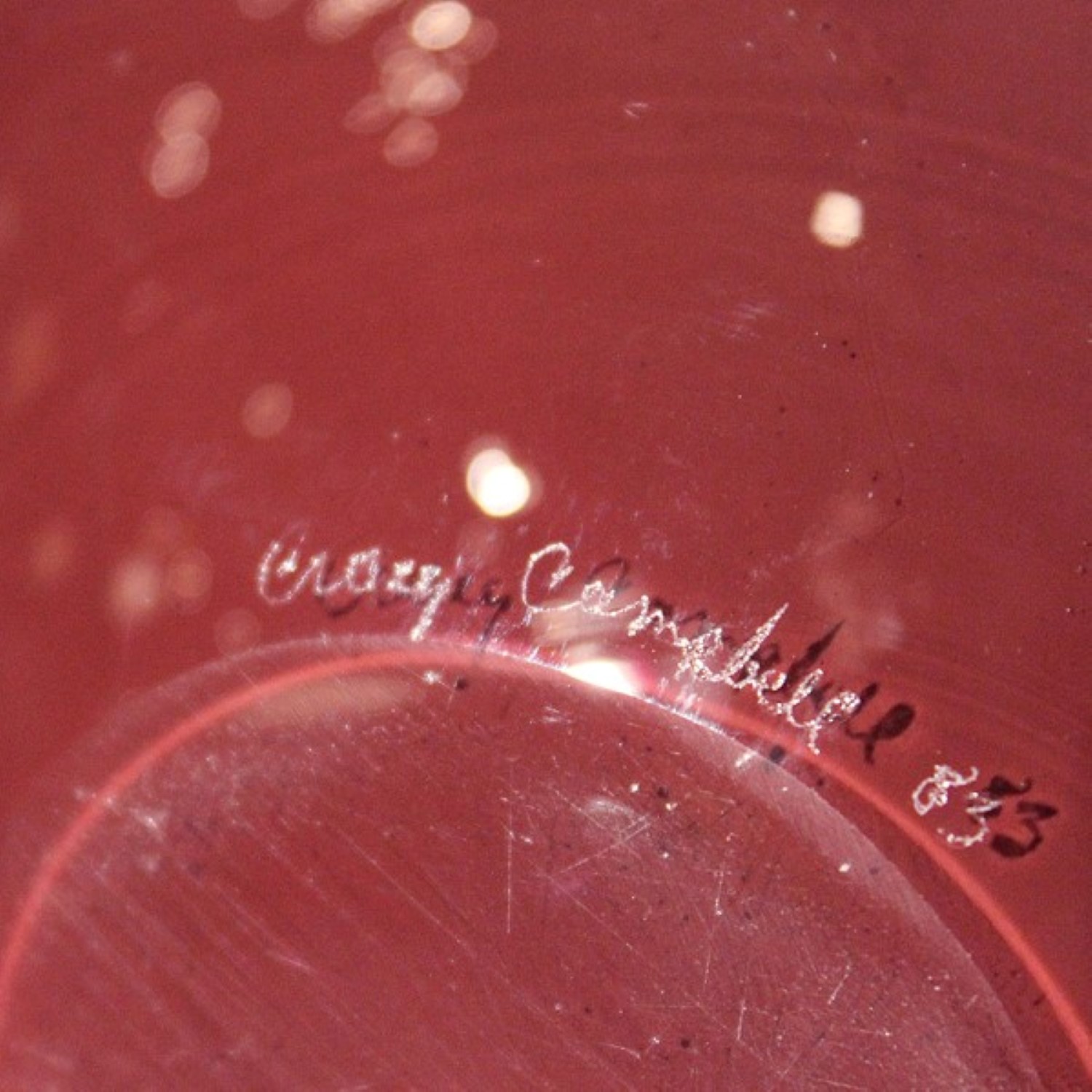 Art Glass Bulbus Aubergine Vase signed Craig Campbell '83