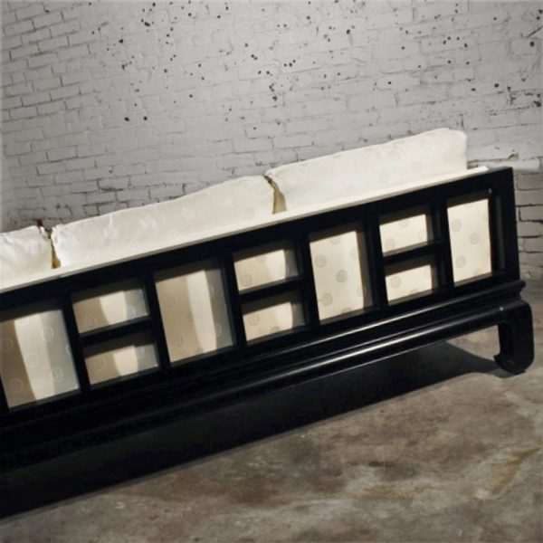 Asian Inspired Black Lacquer Sofa Attributed to Michael Taylor for Baker