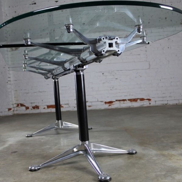 Vintage Herman Miller Glass & Aluminum Beam Table or Desk by Bruce Burdick