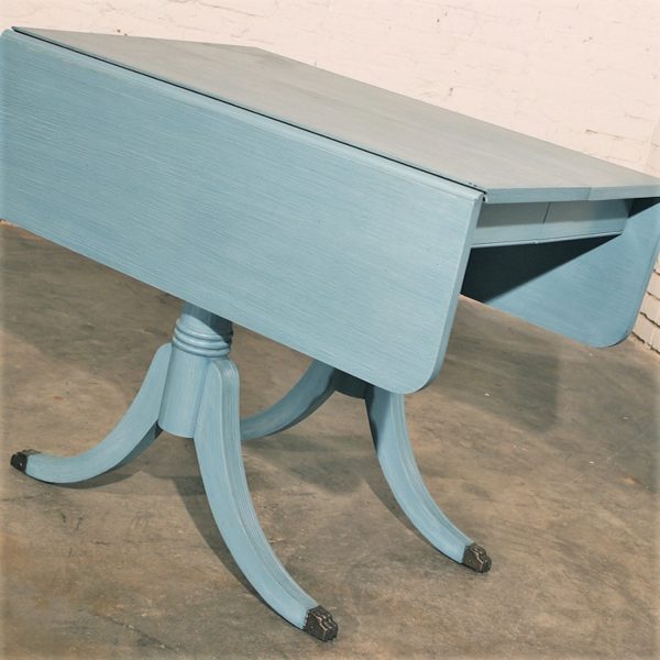 Federal Duncan Phyfe Style Robin's Egg Blue Shabby Chic Dining Table