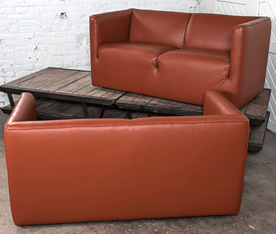 Pair of Metro 600 Inverness Leather Contemporary Loveseats