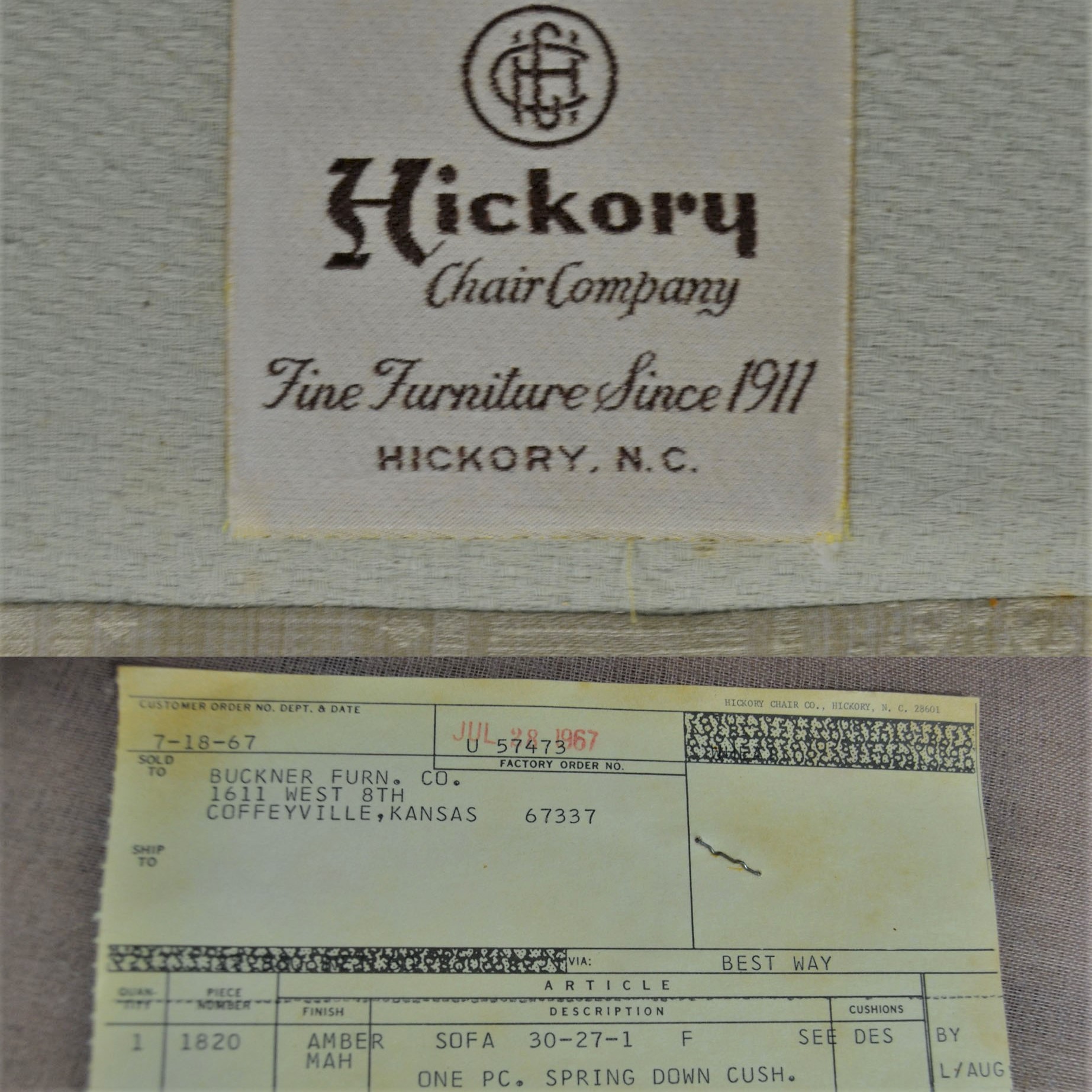 Vintage Hickory Chair Company Regency Style Mahogany Frame Sofa