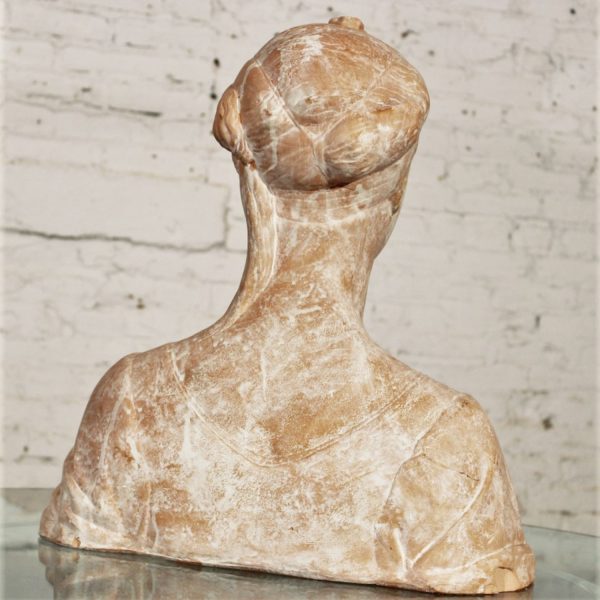 Vintage Art Nouveau, Art Deco Terracotta Plaster Female Bust