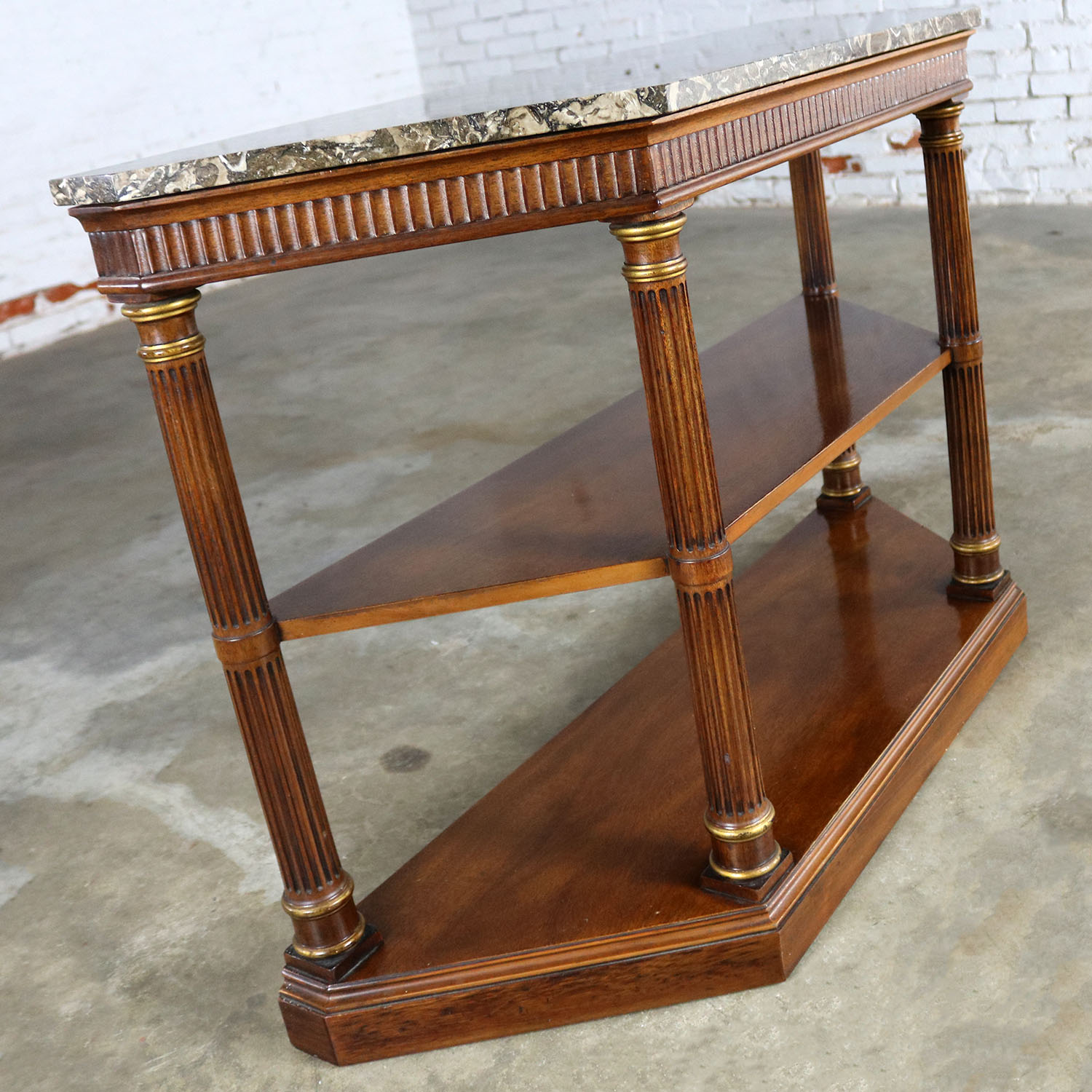 Neoclassic Palladian Style Console Table with Italian Marble Top by Heritage Furniture