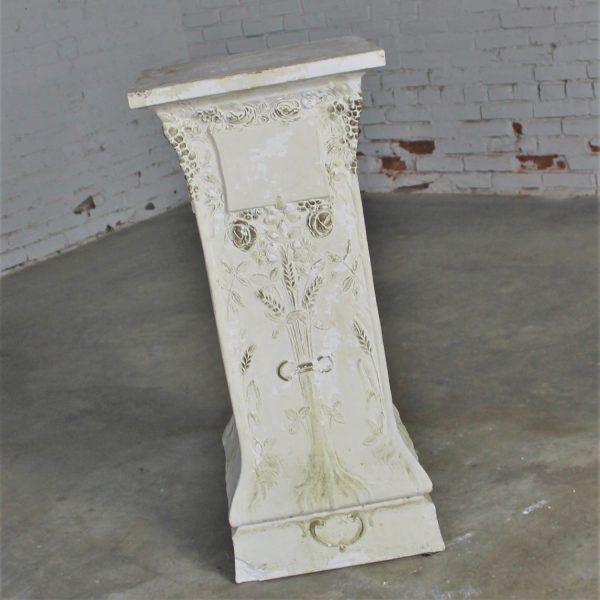 Antique Ornate Plaster Pedestal from Old Church