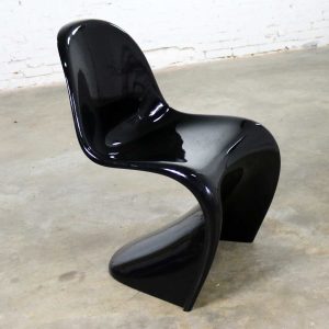 Gloss Black Verner Panton Chair Classic Molded S Chair by Vitra Signed