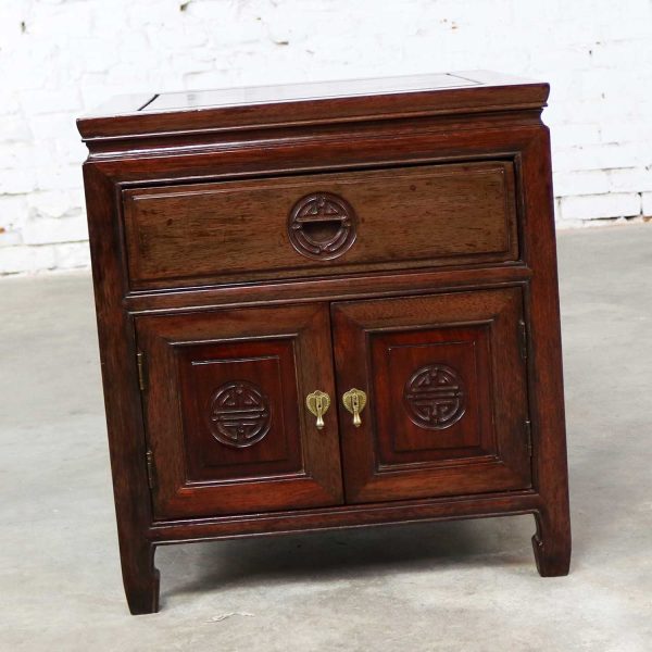 Vintage Petite Asian Rosewood Square End Table Cabinet Style George Zee of Hong Kong