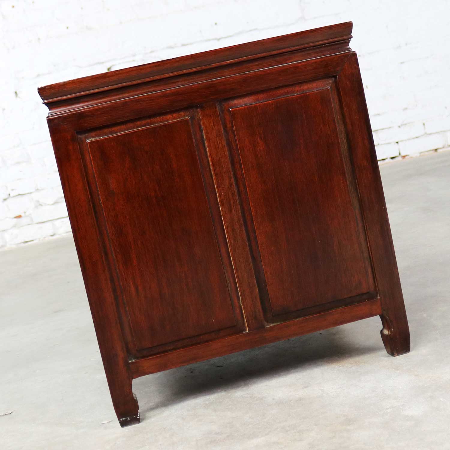 Vintage Petite Asian Rosewood Square End Table Cabinet Style George Zee of Hong Kong