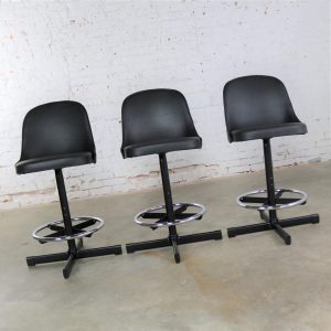 Mid Century Modern Samsonite Bar or Counter Stools 1 Set NOS 3 Black