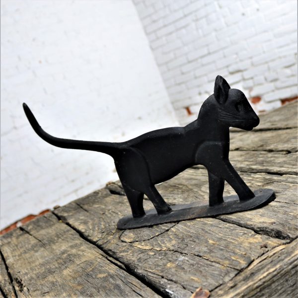 Antique Black Cat Silhouette Cast Iron Folk Art Boot Scraper Sculpture