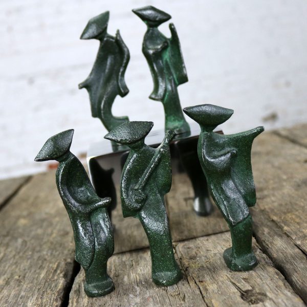 Patinated Cast Iron Geisha Figures Set of Five