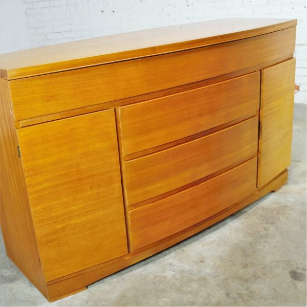 Vintage Mid-Century Modern Mahogany Bow Front Buffet Cabinet