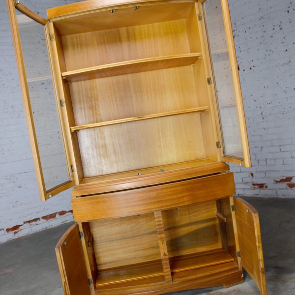 Vintage Mid-Century Modern Mahogany Small China Hutch Cabinet