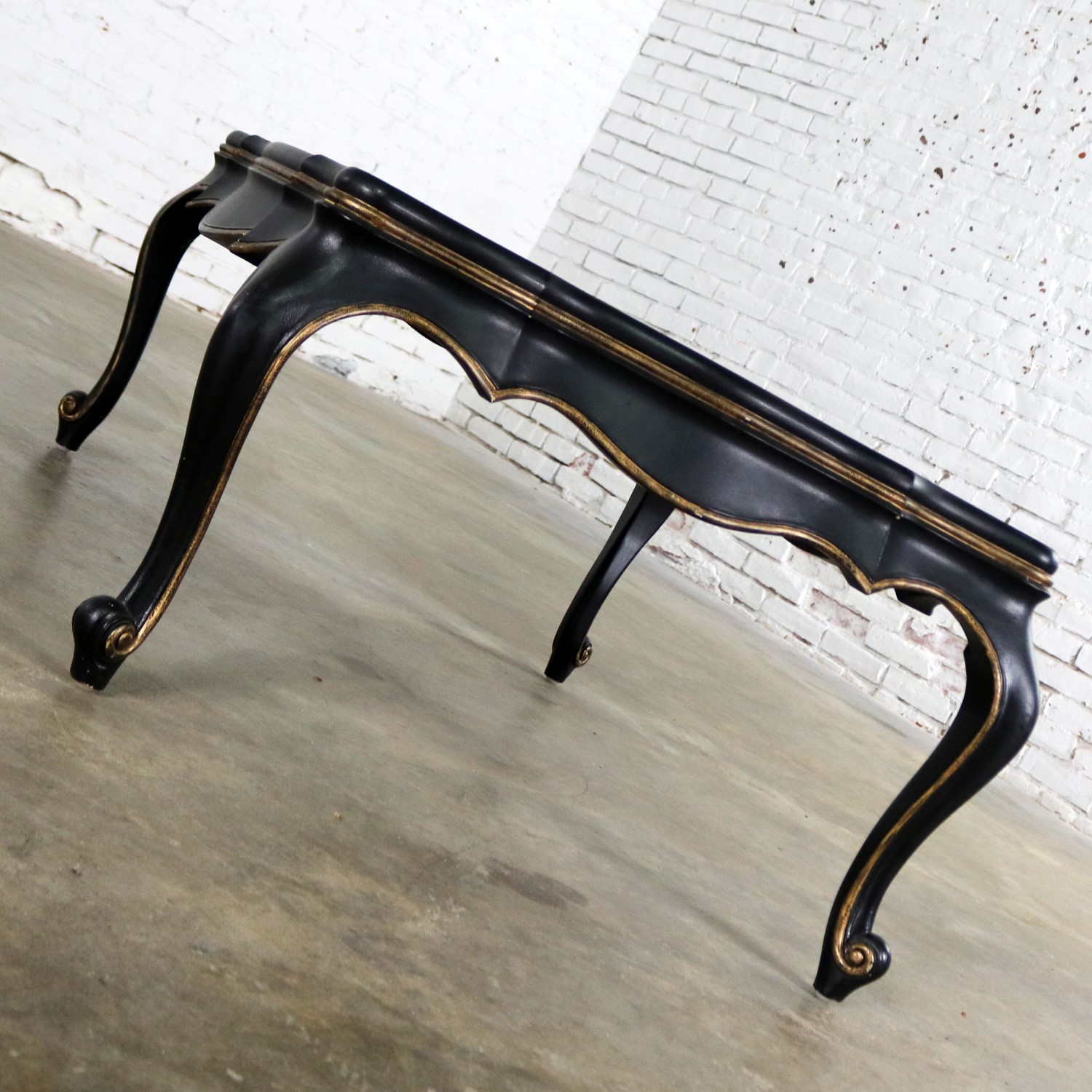 Louis XV Style Black Coffee Table with Gilt Chinoiserie Details