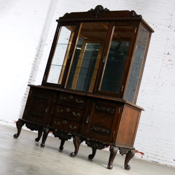 Louis XV Style Two Piece Vitrine or China Cabinet