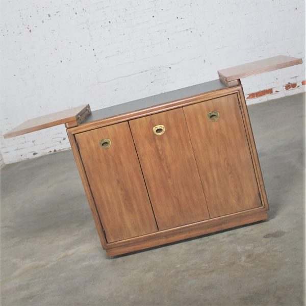 Vintage Mid-Century Campaign Style Rolling Dry Bar by Drexel Heritage