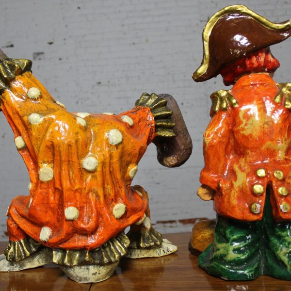 Vintage Pair of Papier Maché Clown Sculptures by Jeanne Valentine circa 1960