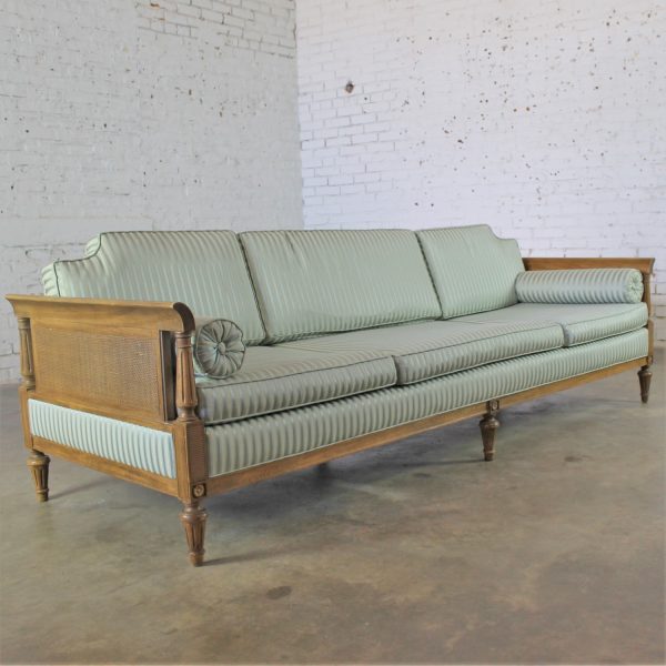 Vintage Hollywood Regency Neoclassic Sofa w/Caned Sides