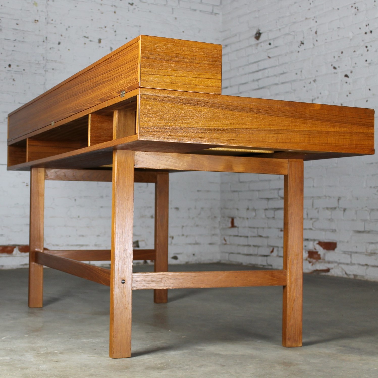 Vintage Mid Century Danish Modern Peter Løvig Nielsen Teak Flip Top Partner’s Desk