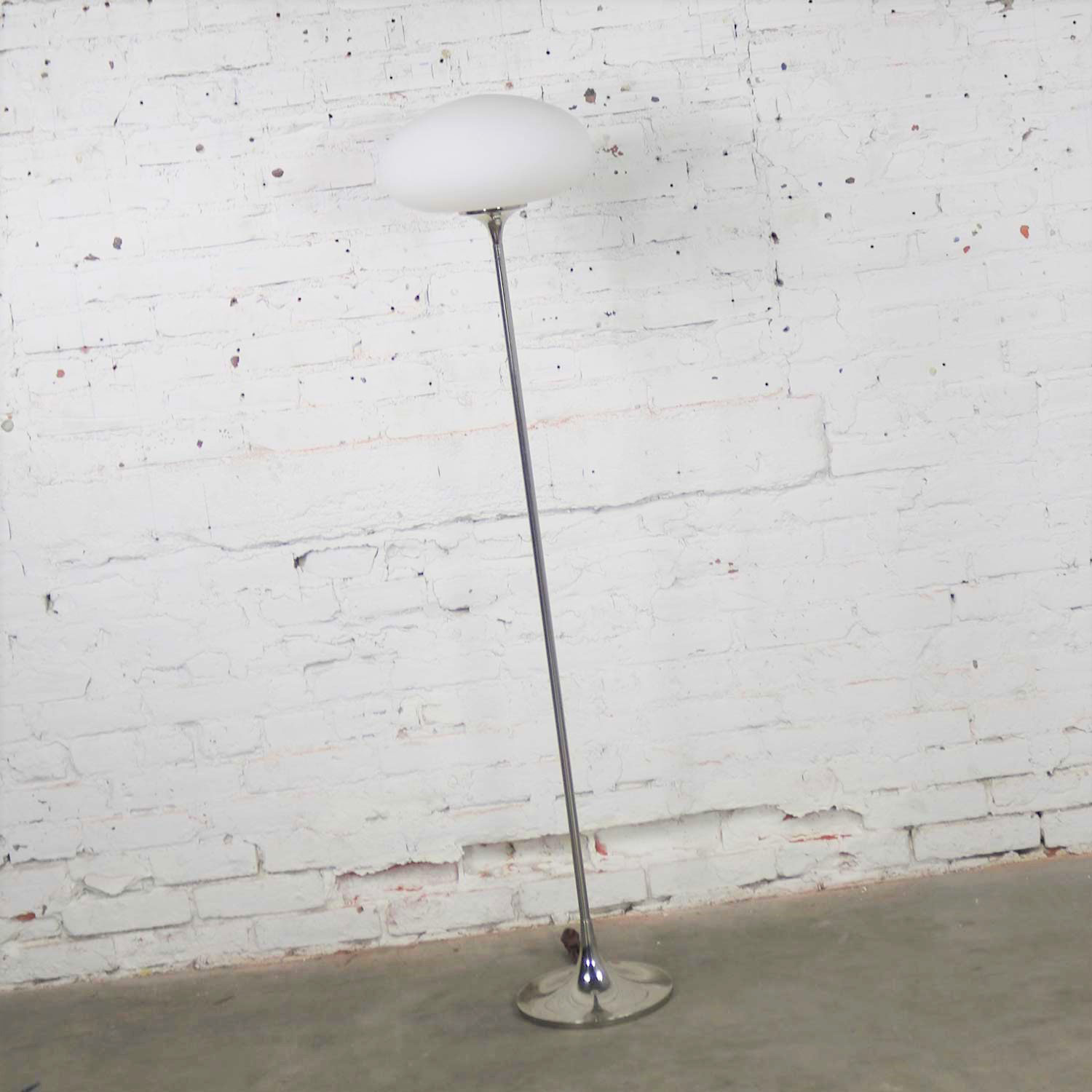 Mid Century Modern Mushroom Floor Lamp in Chrome by The Laurel Lamp Company