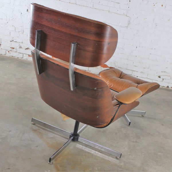 Mid Century Modern Plycraft Eames-Style Lounge Chair & Ottoman Saddle Color