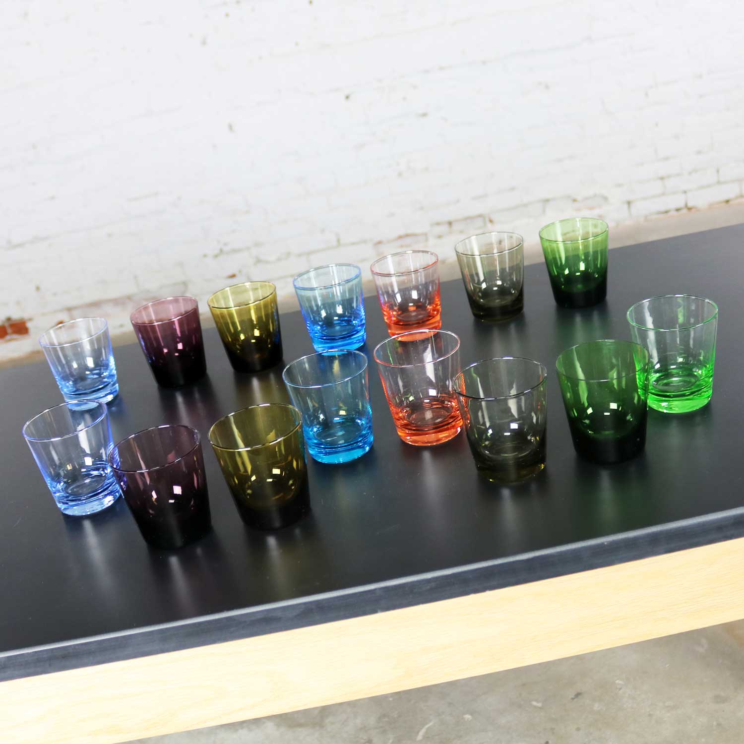 Set of 15 Multi Color Old Fashioned Glass Cocktail Tumblers
