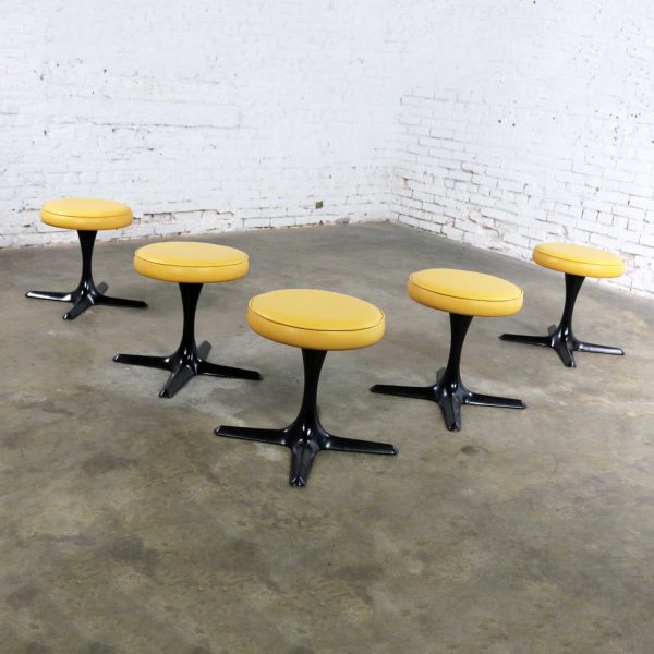 Mid Century Modern Burke Division for Brunswick Tulip Style Swivel Low Stools Set 5