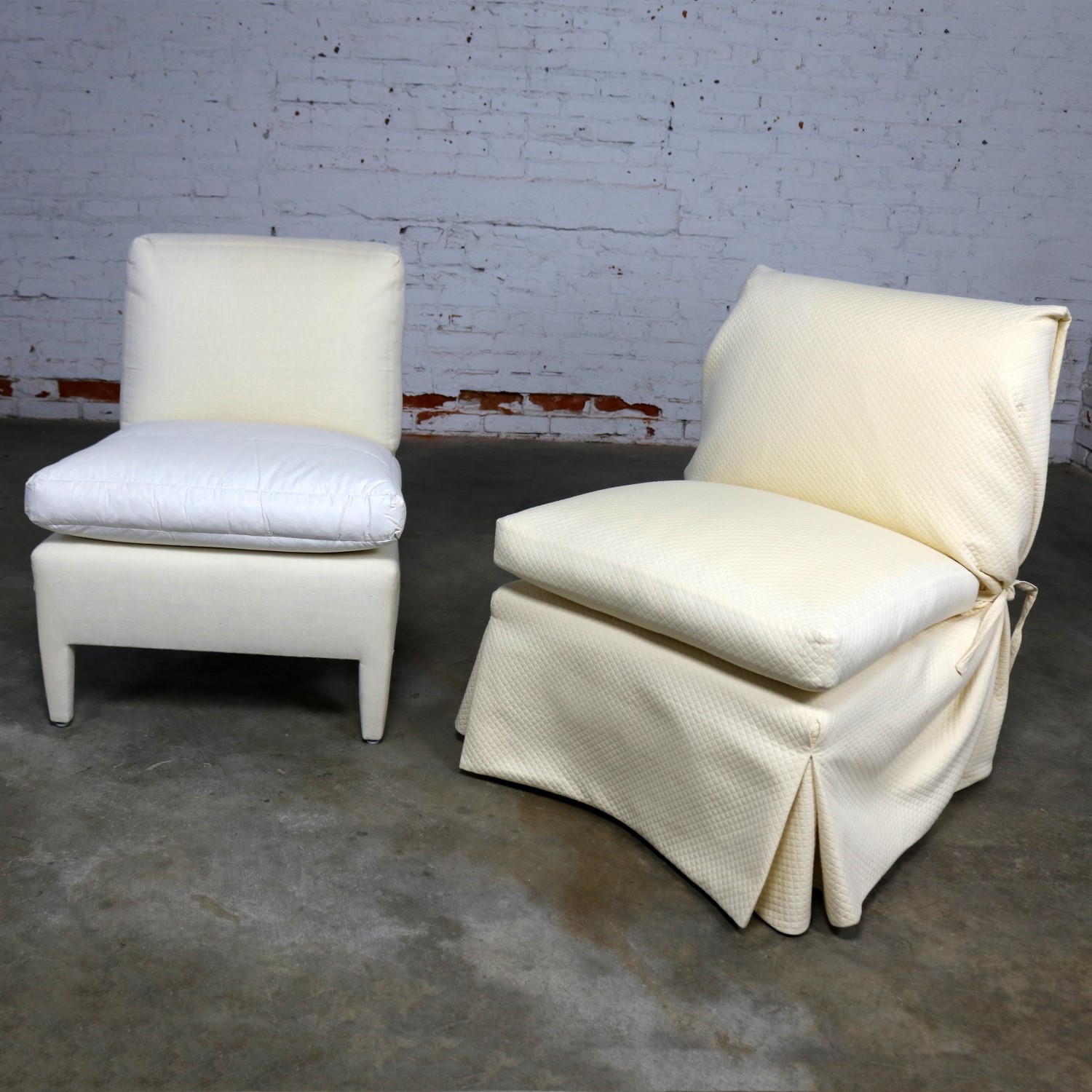 Donghia Slipper Chair by Angelo Donghia Two Available One Slipcovered One Not