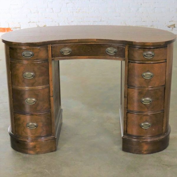 Petite Walnut Federal Style Kidney Shaped Knee Hole Writing Desk