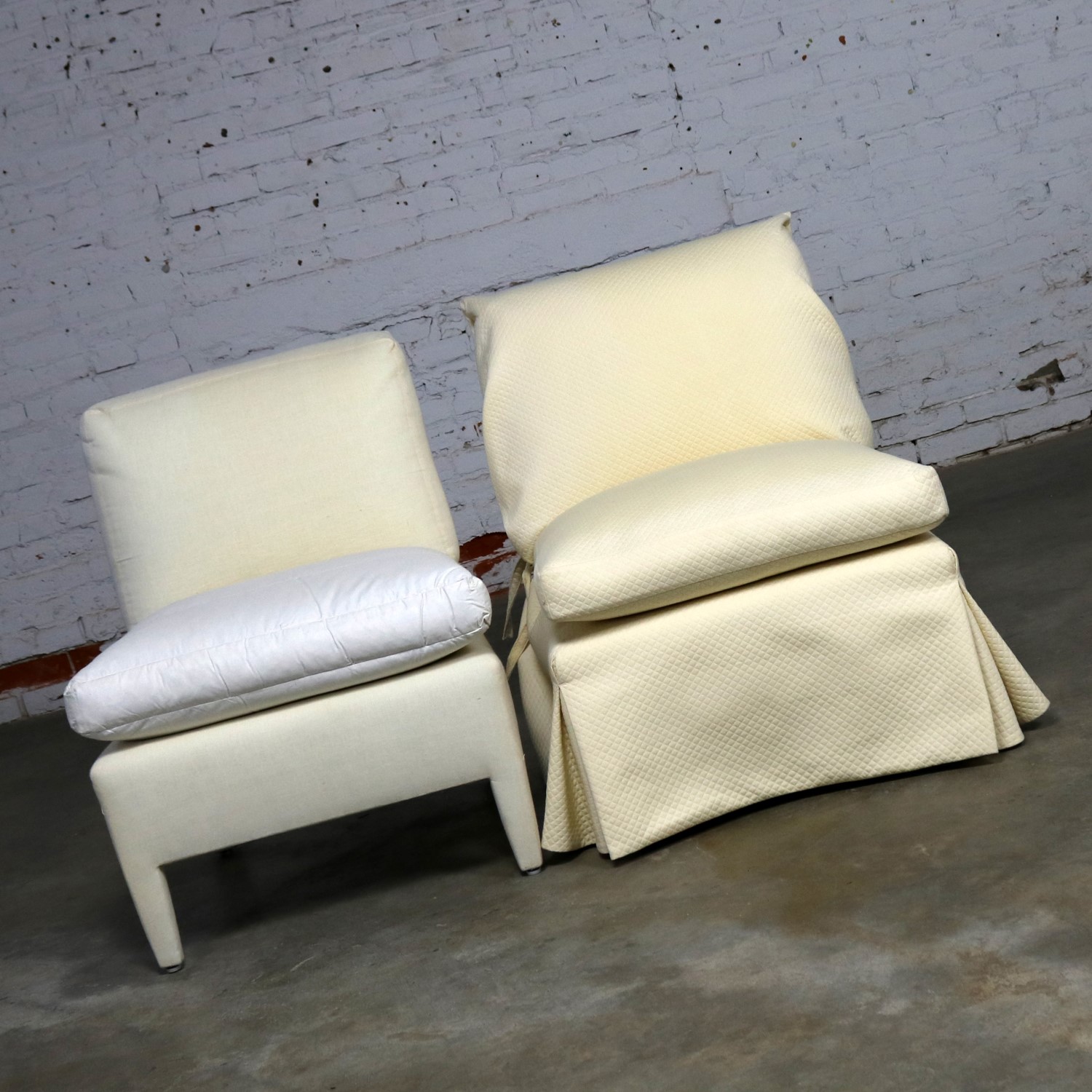Donghia Slipper Chair by Angelo Donghia Two Available One Slipcovered One Not