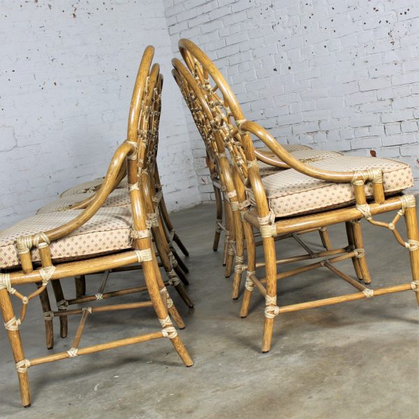 Vintage McGuire Cracked Ice Dining Chairs Rattan Set of Six