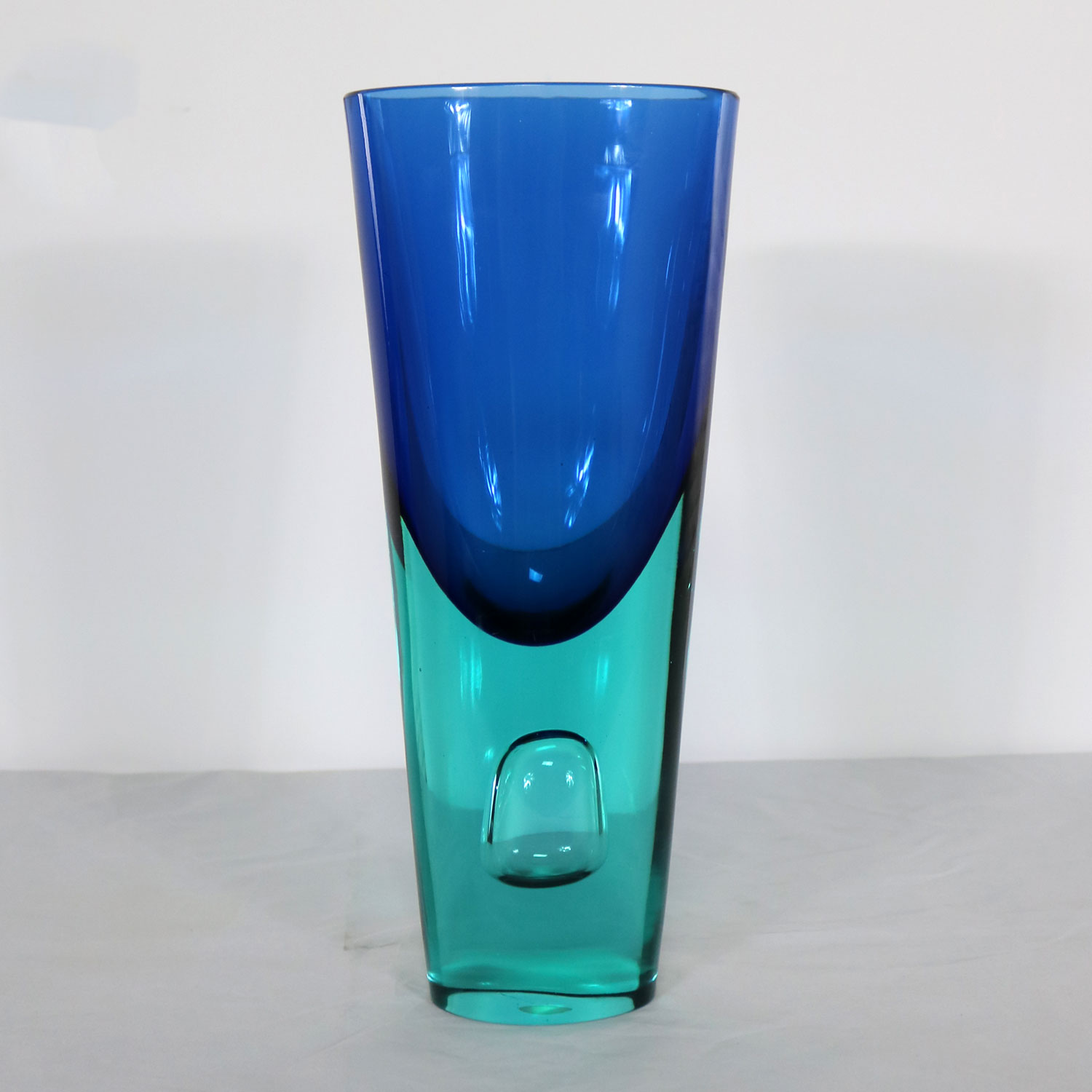 Large Murano Blue Turquoise Sommerso Bubble Vase Style Antonio da Ros for Cenedese